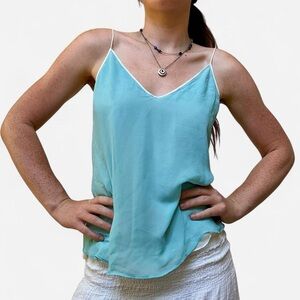 Blue silky double lined tank top